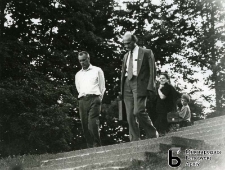 Wilno. Spotkanie liderów Białoruskiego Frontu Ludowego. Zianon Pazniak i Siarhiej Papkou. 10.12.1999