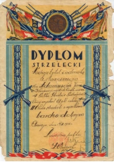 Dyplom strzelecki nadający tytuł i odznakę celowniczego Pułku Strzelców Podhalańskich 1936r.