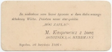 Podziękowanie za nadesłane życzenia ślubne z 1926 roku