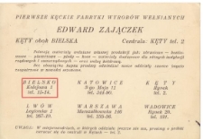 Druk reklamowy Pierwszej Kęckiej Fabryki Wyrobów Wełnianych Edwarda Zajączka - 22.05.1939r. str.2
