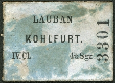 1871. Bilet kolejowy Lauban-Kohlfurt