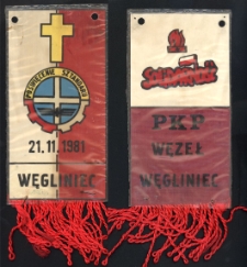 1981. Proporczyk z poświęcenia sztandaru NSZZ Solidarność Węzła PKP Węgliniec