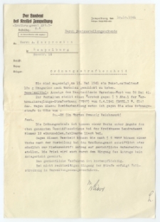 10.09.1941. Decyzja władz niemieckich o nałożeniu grzywny za naruszenie porządku
