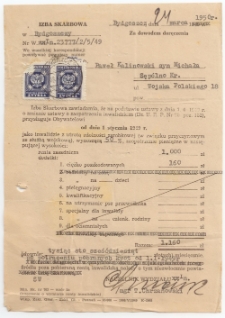 24.03.1950. Orzeczenie o wymiarze renty inwalidzkiej