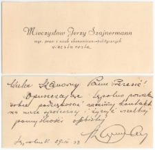 29.04.1938. Wizytówka Mieczysława Jerzego Szajnermanna