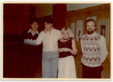 Rok 1985. Muzycy przed koncertem w Debrznie