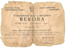 25.04.1945. Wyciąg z rozkazu Marszałka Stalina za uczestnictwo w walce o zdobycie Berlina