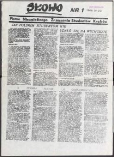 Słowo. Pismo Niezależnego Zrzeszenia Student&oacute;w, nr 1