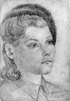 Portret Jadwigi Pawlukowskiej, wykonany przez malarkę polską Weronikę Charyton w pierwszym roku uwięzienia w łagrze "Pryłuki" k. Wołogdy. Widoczna bluza wojskowa jeszcze z okresu działalności w oddziale partyzanckim.