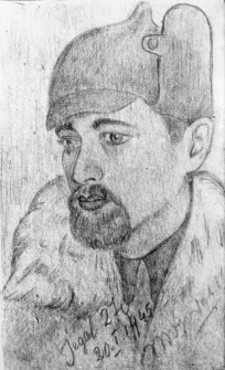 Rysunek ołówkiem - portret Zdzisława Jaśko wykonany podczas pobytu w łagrze.