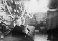 Syn Czesławy Dziemir&oacute;w z kurką przy choince.