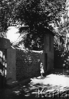 Danuta i Zbigniew Wzorek na tle zabudowań.