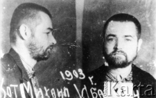 Michał Kot. Zdjęcie wykonane podczas pobytu w więzieniu "Brygidki". "Zdjęcie to zostało wykonane z kliszy znalezionej przed celą w Brygidkach podczas gdy więzienie się jeszcze paliło".