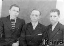 Polacy zesłani do ZSRR; od lewej: Adolf Kapuśniak z okolic Lidy, Antoni Szapski z Lidy, Stanisław Gajdel z Grodna.