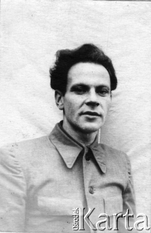 Portret Jerzego (nazwisko nieznane), więźnia sowieckich łagrów; na odwrocie dedykacja dla księdza Ryżki: "Na długą i serdeczną pamiątkę ofiaruję swemu drogiemu pasterzowi i ojcu St. Ryżko - zawsze życzliwy Jurek".