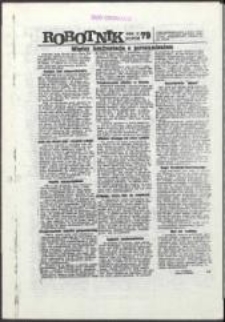 Robotnik. Pismo współpracujące z NSZZ "Solidarność" regionów: Mazowsze, Małopolska, Świętokrzyski, Jelenia Góra, Toruń, nr 79