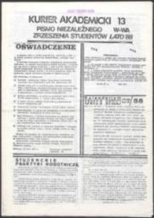 Kurier Akademicki. Pismo Niezależnego Zrzeszenia Student&oacute;w, nr 13