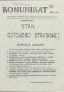 Komunikat. Pismo Zarządu Uniwersyteckiego Niezależnego Zrzeszenia Studentów U[niwersytetu] Wr[ocławskiego], nr 36