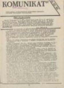 Komunikat. Pismo Zarządu Uniwersyteckiego Niezależnego Zrzeszenia Studentów Uniwersytetu Wrocławskiego, nr 37