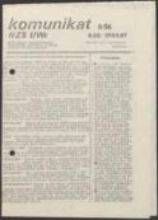 Komunikat NZS UWr. Pismo Zarządu Uniwersyteckiego Niezależnego Zrzeszenia Studentów Uniwersytetu Wrocławskiego, nr 8(56)