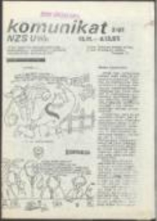 Komunikat NZS UWr. Pismo Zarządu Uniwersyteckiego Niezależnego Zrzeszenia Studentów Uniwersytetu Wrocławskiego, nr 3(61)