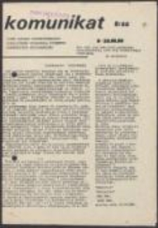 Komunikat. Pismo Zarządu Uniwersyteckiego Niezależnego Zrzeszenia Studentów Uniwersytetu Wrocławskiego, nr 8(66)