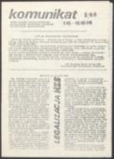 Komunikat. Pismo Zarządu Uniwersyteckiego Niezależnego Zrzeszenia Studentów Uniwersytetu Wrocławskiego, nr 1(68)