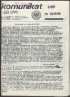 Komunikat NZS UWr. Pismo Zarządu Uniwersyteckiego Niezależnego Zrzeszenia Studentów Uniwersytetu Wrocławskiego, nr 2(69)