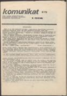 Komunikat. Pismo Zarządu Uniwersyteckiego Niezależnego Zrzeszenia Studentów Uniwersytetu Wrocławskiego, nr 6(73)