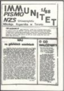 Immunitet. Pismo NZS Uniwersytetu Mikołaja Kopernika w Toruniu, nr 1