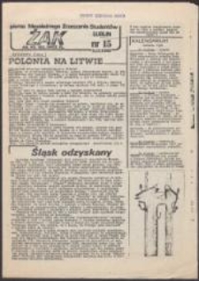 Żak. Pismo Niezależnego Zrzeszenia Student&oacute;w AM, AR, KUL, UMCS, PL, nr 15