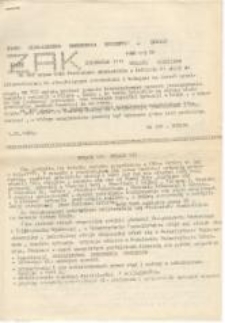 Żak. Pismo Niezależnego Zrzeszenia Student&oacute;w AM, AR, KUL, PL, UMCS. Wydanie specjalne: 10.05.1988