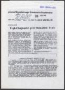 Żak. Pismo Niezależnego Zrzeszenia Student&oacute;w AM, AR, KUL, PL, UMCS, nr 19