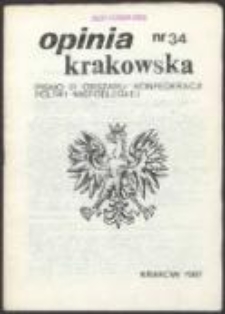 Opinia Krakowska. Pismo II Obszaru Konfederacji Polski Niepodległej, nr 34