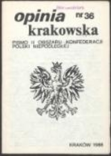 Opinia Krakowska. Pismo II Obszaru Konfederacji Polski Niepodległej, nr 36