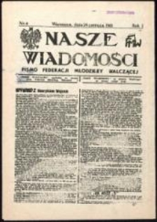 Nasze Wiadomości. Pismo Federacji Młodzieży Walczącej, nr 4