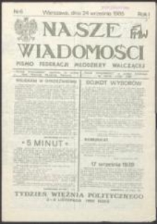 Nasze Wiadomości. Pismo Federacji Młodzieży Walczącej, nr 6