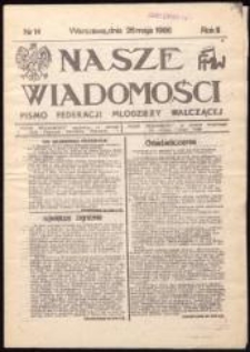 Nasze Wiadomości. Pismo Federacji Młodzieży Walczącej, nr 14