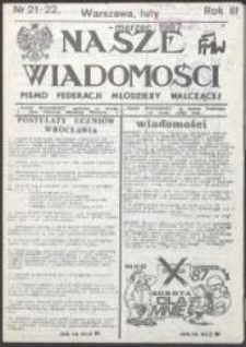 Nasze Wiadomości. Pismo Federacji Młodzieży Walczącej, nr 21/22