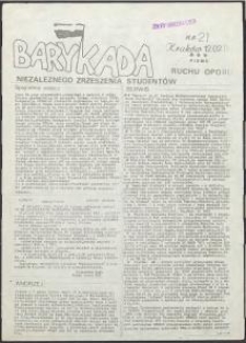 Barykada. Pismo Ruchu Oporu Niezależnego Zrzeszenia Studentów, nr 21