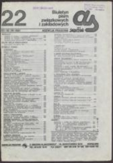 AS. Biuletyn pism związkowych i zakładowych, nr 22