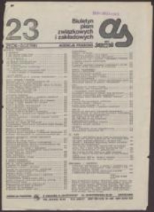 AS. Biuletyn pism związkowych i zakładowych, nr 23